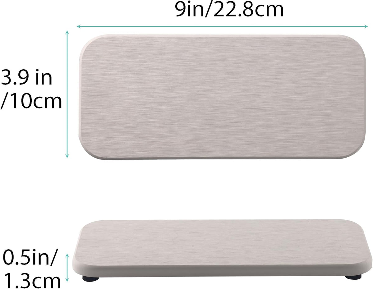 2 Pcs Water Absorbing Stone Trays, Kitchen/Bathroom Sink Soap Dish, Diatomite Tray Used for Hand Soap & Cosmetic Bottles in The Modern Home, 4" W x 9" L, White