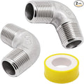3/8" x 3/8" NPT 90 Degree Elbow 304 Stainless Steel Pipe Fittings Male Threaded Coupler, 2 Pack