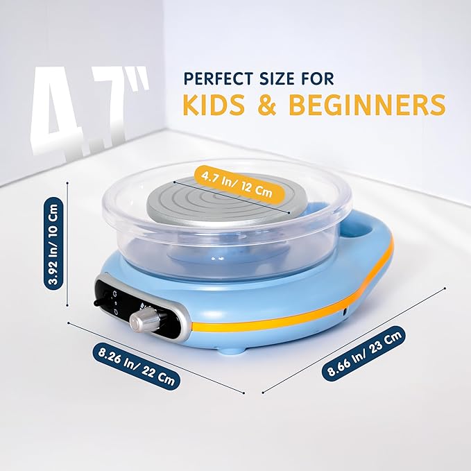 ThaLan Pottery Wheel for Kids, Mini Pottery Wheel Kit for Kids and Beginners, 4.7’’ Electric Pottery Wheel, Adjustable Speed, Low Noise, Precision Control, 8Pcs Pottery Tools, (Blue)