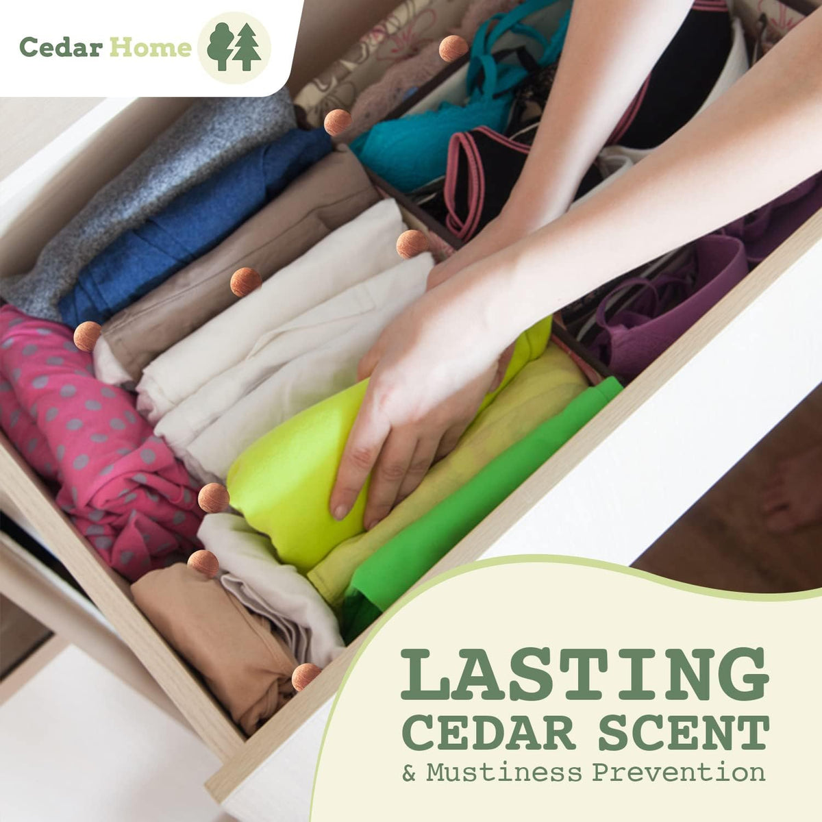 Cedar Blocks for Clothes Storage | Cedar Balls & Rings | Dresser Drawer Freshener Odor Eliminator | 40 Pieces, 30 Rings & Bonus 10 Balls, U.S.A Seller