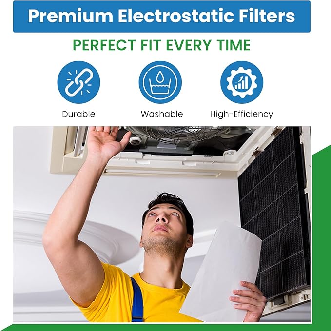 Filter Everything Electrostatic Furnace Filter – Washable Permanent HVAC Filter – 12” x 24” x 1” – MERV 9 – Reusable Air Filter with Durable Aluminum Frame