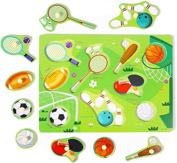 GRINNNIE 9 Pack Montessori Toddler Puzzle for 3 4 5 Years Old, Wooden Learning Puzzle for Toddlers 3-5, Animal, Alphabet, Number, Shape Peg Puzzles Set, Great Birthday for Boys Girls