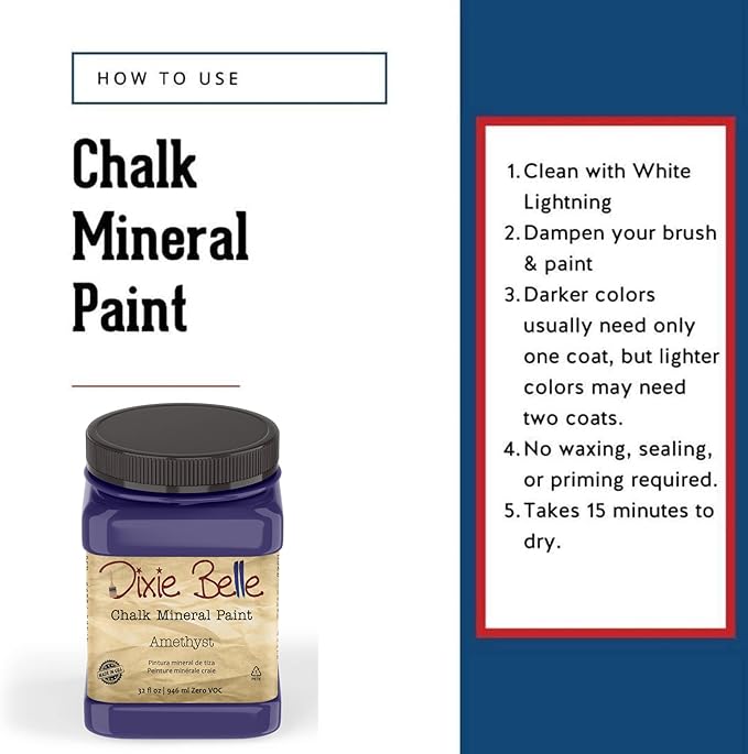 Dixie Belle Paint Company Chalk Finish Furniture Paint - Amethyst (32oz) - Matte Deep Purple Chic Chalk Mineral DIY Furniture Paint
