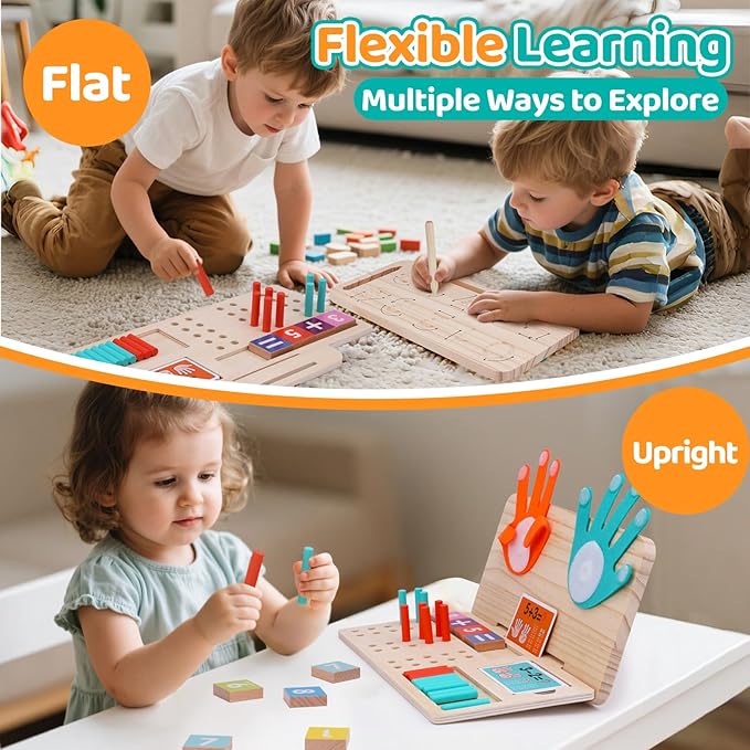 Montessori Math Learning Toy – Number Blocks, Counting Sticks, Tracing Board & Finger Counting, Educational Preschool STEM Sensory Toys for Toddlers, Birthday Gift for 2 3 4 5 Year Old Boys Girls Kids