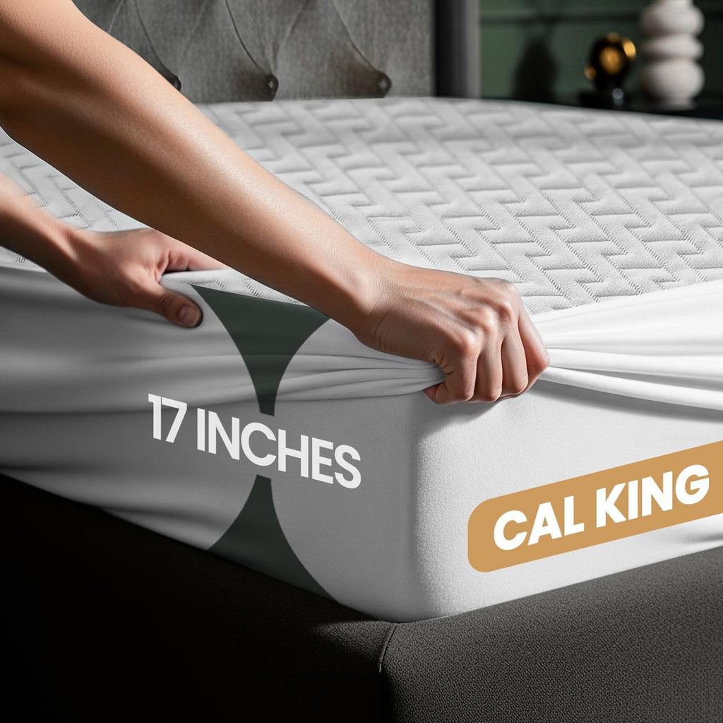 Utopia Bedding Waterproof Mattress Protector California King Size, Premium 3D Air Soft Fabric Mattress Cover, Fits 17 Inches Deep, Breathable, Fitted Style with Stretchable Pockets