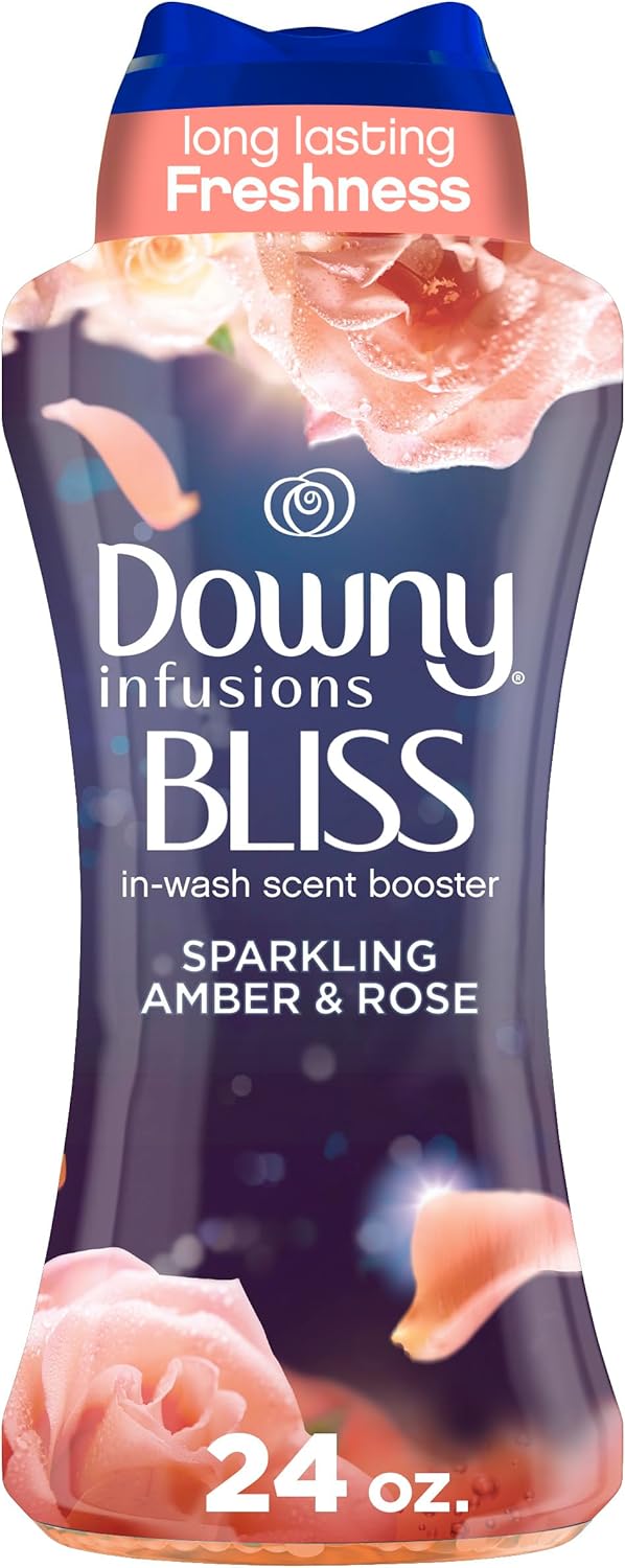 Downy Infusions In-Wash Laundry Scent Booster Beads, BLISS, Sparkling Amber and Rose, 24 oz