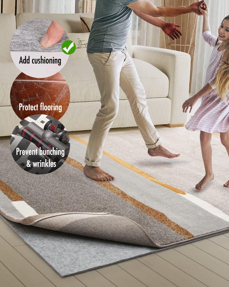 Double-Sided Non Slip Rug Pad Gripper - 2.6x8 Feet 1/4” Thick Dual Surface Felt Under Rug for Area Rugs and Hardwood Floors,Super Cushioned Non Skid Carpet Padding