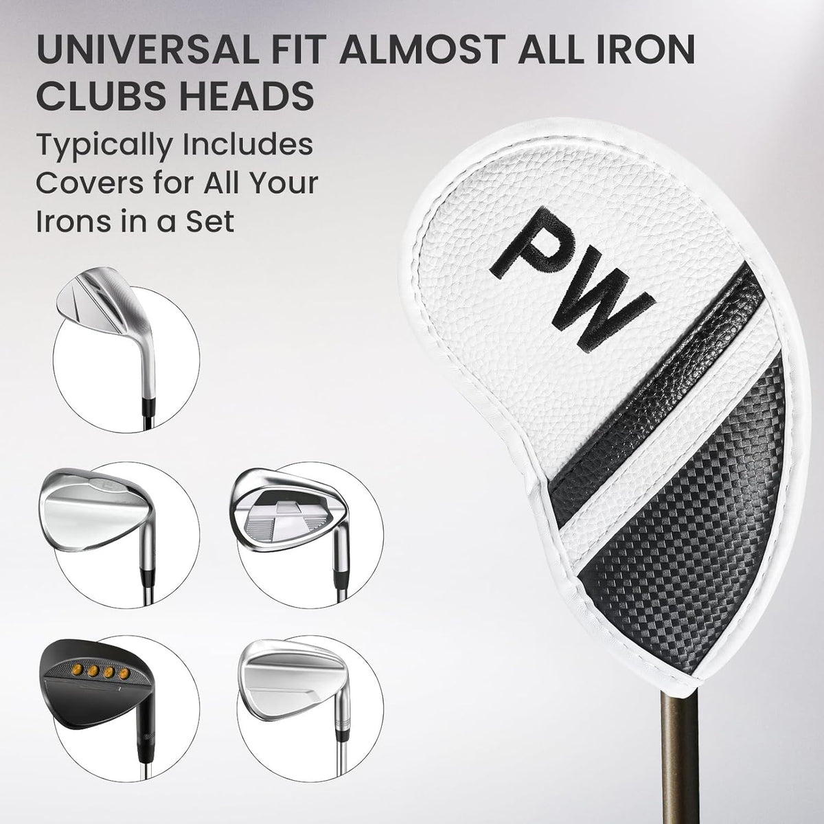 Amy Sport Golf Iron Head Covers Value 12 Pcs Set Thick Synthetic Leather, Protection Weatherproof Club Headcover Fit Universal Main Iron Wedge Golf Clubs for Men Women