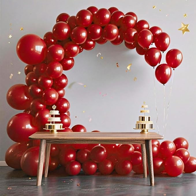 140pcs Ruby Red Round Balloons Different Sizes 18 12 10 5 Inch Latex Balloons for Arch Decoration Party Balloon Kit for Graduation Birthday Party Wedding Balloon Baby Shower Decoration