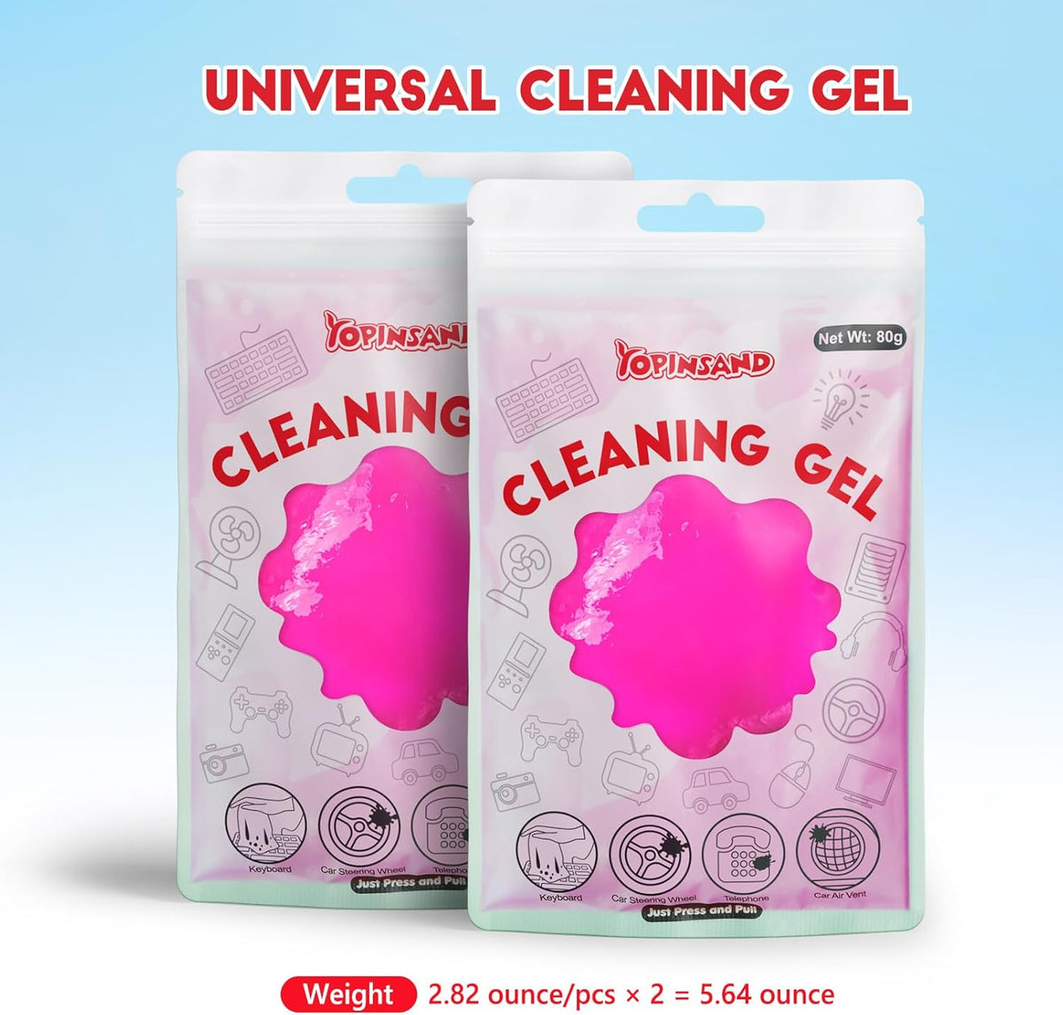 Car Cleaning Gel, 2 Pack Car Cleaning Putty, Universal Auto Deatiling Tools, Reusable Interior Cleaner for Car Keyboard Air Vent, Car Slime Cleaner Dust Cleaning Gel