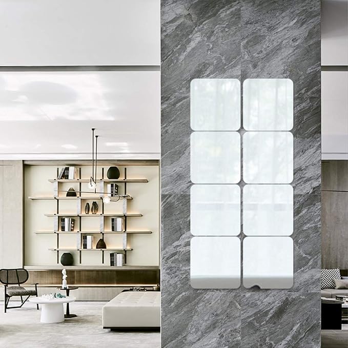 Acrylic Self Adhesive Mirror Sheet for Wall, Plastic Non Glass Sticky Kid Safety Mirror Tiles for Wall Rectangle 12x16 inch 1Pcs