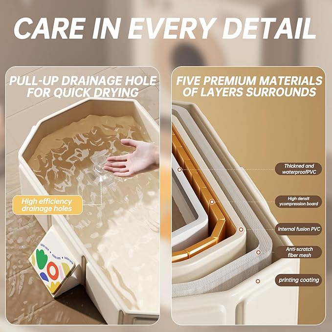 Baby Foldable Kids Bathtub for Infants to Toddler with Non-Slip Base,Easy Storage,Perfect for Small Spaces,White