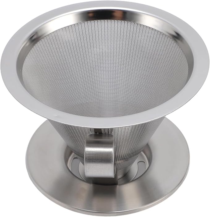 SIXRUN Portable Stainless Steel Cone Coffee Filter, Optimal Extraction for Travel, Business and Camping with 300 Mesh Filtering Capacity