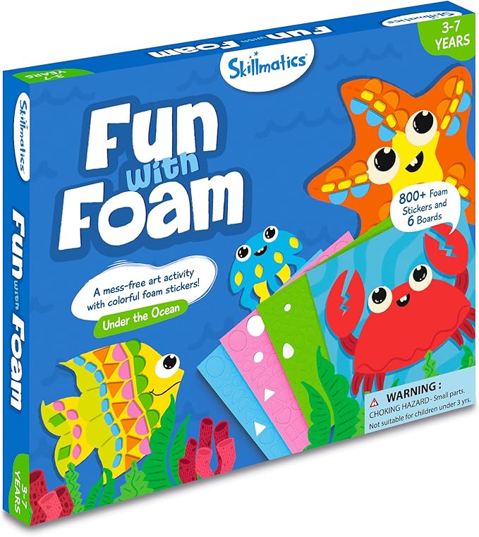 Skillmatics Foam Sticker Art Activity - Under The Ocean, Mess-Free Fun for Kids, 800+ 3D Foam Stickers, DIY Felt Craft Kits, Gifts for Girls & Boys Ages 3, 4, 5, 6, 7