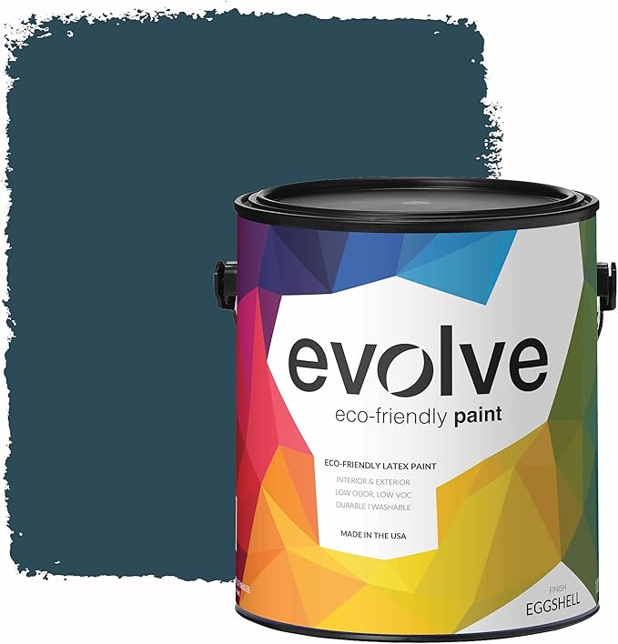 EVOLVE Paint & Primer: Environment-friendly, Eggshell with One-coat Coverage for Interior & Exterior surfaces (Deep Blue, 1-Gallon)
