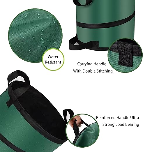 Camping Trash Can, Pop Up Trash Can/Recycle Bin, Foldable Garbage Can Camping for Gardening, Camping and Home Storage Etc(green10gallons)