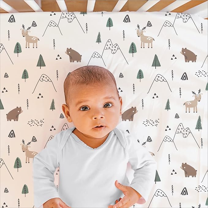 The Peanutshell 3 Piece Baby Crib Bedding Set for Boys - Newborn, Infant & Toddler Nursery Bed Set Decor with Fitted Crib Sheet, Dust Ruffle Comforter - Woodland Camo