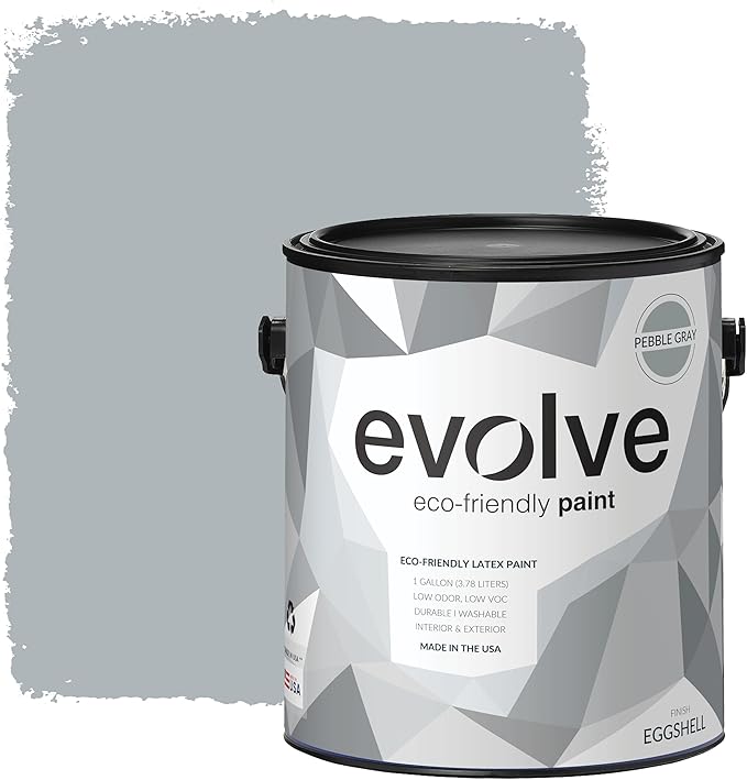 EVOLVE Paint & Primer: Environment-friendly, Low Sheen with One-coat Coverage for Interior & Exterior surfaces (Pebble Gray, 1-Gallon)