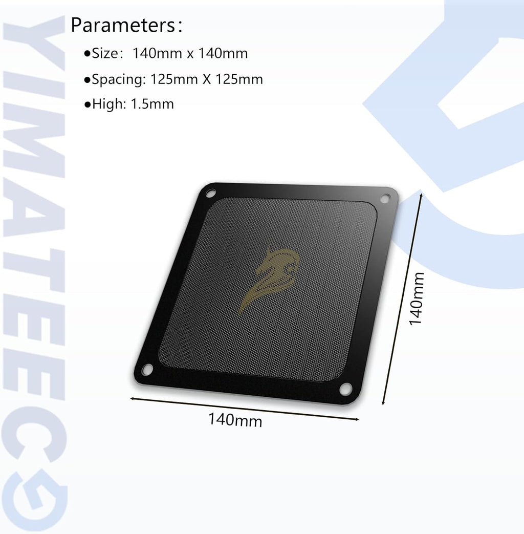 Dust Filter PC 140mm for Computer Cooler Fan/PSU/Routers Computer Fan Filter Grills PVC 50 Mesh, Magnetic Frame PC Cooler Filter Dustproof Mesh (PVC, 140 * 140mm, 5pcs, Black)