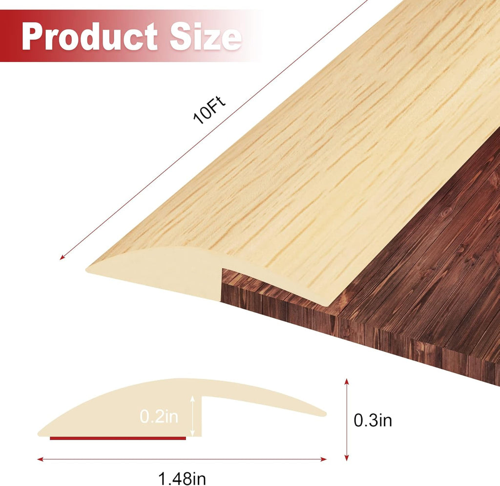 10Ft Carpet Floor Transition Strip, Self Adhesive Floor Edging Trim Strip, PVC Threshold Cover for Doorway, Floor Divider Strip Suitable for Threshold Height Less Than 5 mm - Beige Cream