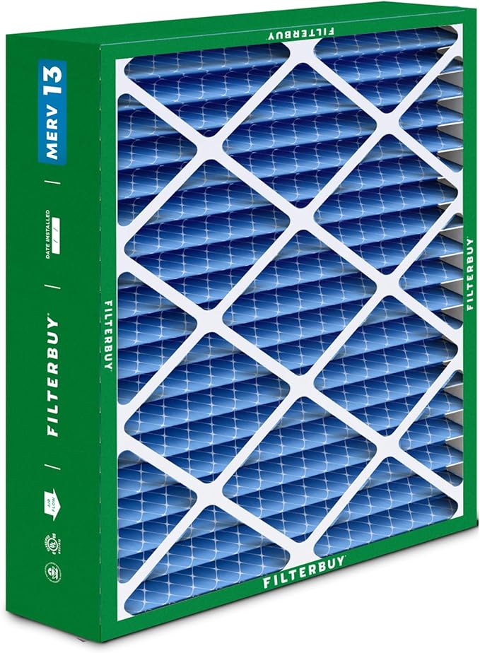 Filterbuy 20x25.25x3.5 Air Filter MERV 13 Optimal Smoke & Allergy Defense (1-Pack), Pleated HVAC AC Furnace Filters for AprilAire Space-Gard 102 & 2120 (Actual Size: 19.94 x 25.38 x 3.75)