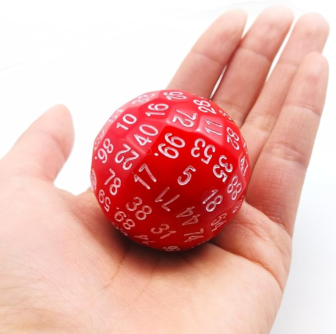 Bescon Polyhedral Dice 100 Sides Dice, D100 die, 100 Sided Cube, D100 Game Dice, 100-Sided Cube of Red Color