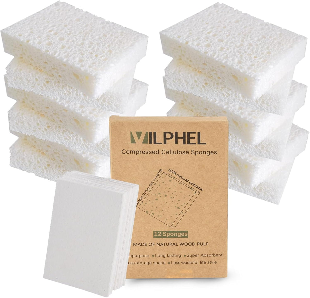 12 Pack Dishwashing Sponges Natural Cellulose Sponges Plant Based Resilient and Reusable Soft Dish Sponges for Washing Dishes DIY Craft Sponge for Fun