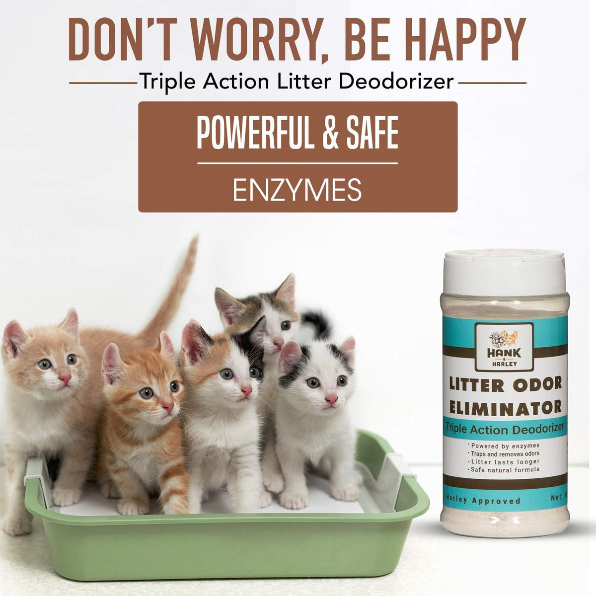 Extreme Enzyme, CAT Litter Odor Eliminator. Triple-Action Deodorizing Powder with Natural enzymes, Ammonia removers and Activated Baking soda. Fragrance Free & Made in USA (1lb)