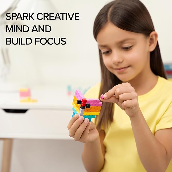 PIXIO Bright Animals - Magnetic Building Blocks for Kids Over 6 Years, Pixel Art, STEM Magnet Toys for Kids Ages 8-12, Portable Magnetic Blocks for Creativity - 162 pcs
