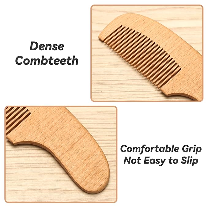 Baby Hair Care Kit, 5 in 1 Wooden Natural Goat Bristles Brush Cradle Cap Comb Baby Grooming Kit for Newborns Toddlers Boys Girls Gift