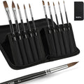 Nicpro Kolinsky Sable Watercolor Brushes, 10PCS Professional Sable Paint Brush Set with Nylon Holder for Watercolor Acrylic Gouache Inks Painting with Flat, Round Pointed, Cat's Tongue Oval Wash