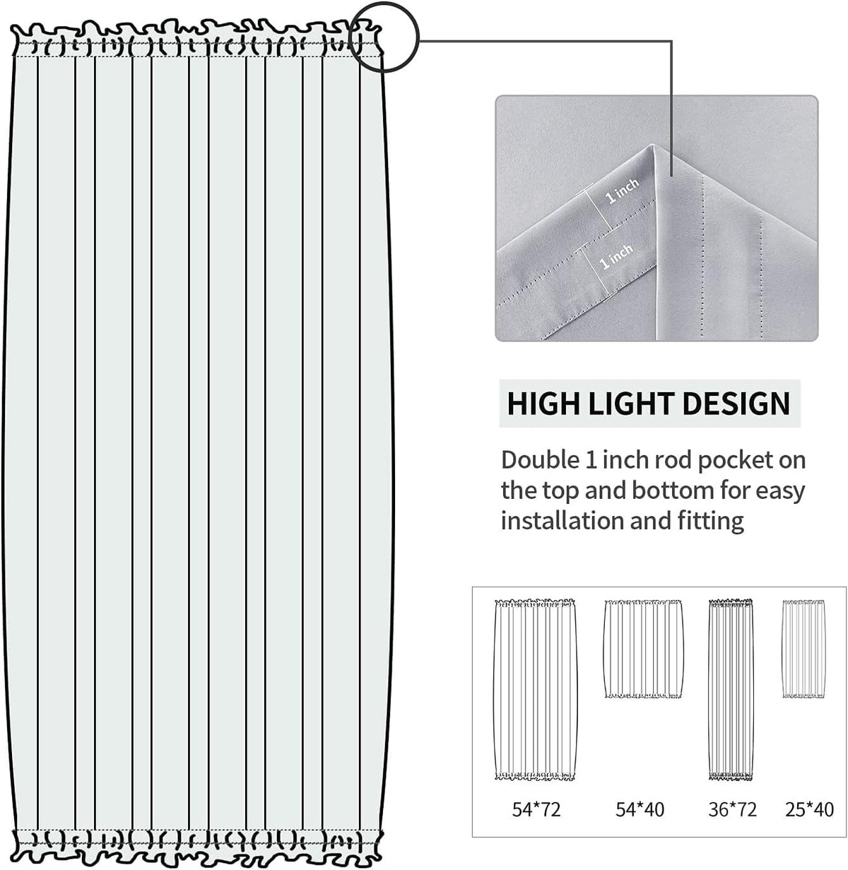 DWCN French Door Curtains – Rod Pocket Thermal Blackout Curtain for Doors with Glass Window, Kitchen and Patio Doors for Privacy, 36 X 72 Inches Long, 1 Curtain Panel with Tieback,Silver Grey