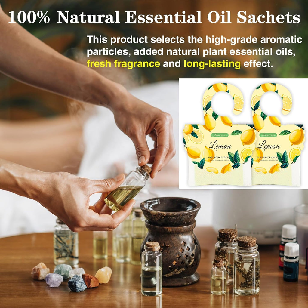 15 Packs Lemon Scented Sachets Bag for Drawers and Closets, Air Freshener for Home Fragrance Sachet, Long-Lasting Hanging Closet Deodorizer Smell Goods for House