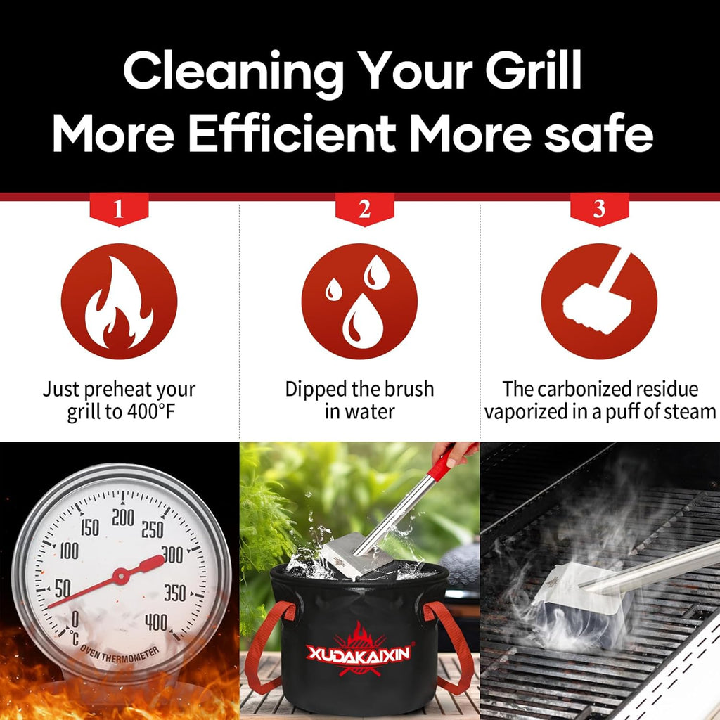 Grill Brush Bristle Free,Unique Wave pad for Cast Iron/Stainless-Steel Grates, (Only Replaceable Cleaning Head No Grill Brush)