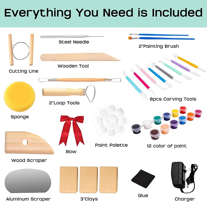Pottery Wheel,Mini Pottery Wheel for Kids,Kids Pottery Wheel kit,Ages 4-8 Crafts Kits for Kids Ages 8-12,Sculpting Clay Tools & Arts Supplies Arts