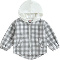 Douhoow Toddler Baby Plaid Jacket Baby Boy GIrl Flannel Hoodies Zip Up Hooded Fall Winter Outerwear Coat