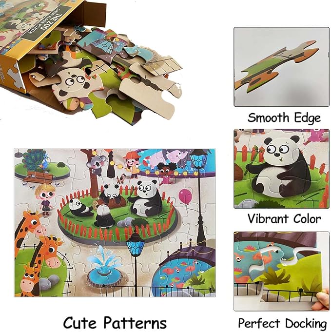 Jumbo Floor Puzzle for Kids, Large Jigsaw Puzzles 35 Piece for Kids Ages 3-5,Preschool Learning & Education Toys, Gifts for 4-8 Year Old Boys and Girls (Panda Animals)