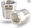 3/8" NPT Male to 1/4" NPT Female Hex Bushing Reducer, 304 Stainless Steel NPT Reducing Adapter Pipe Fitting, Heavy Duty Pipe Hex Bushing for Reducing Pipe (3/8” MNPT x 1/4” FNPT)