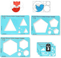 Set of Stencil Templates for Drawing: 6" Triangle, 6" Pentaton, 6" Hexagon Fibonacci-Inspired Set of Templates for Drawing Tool for Artists