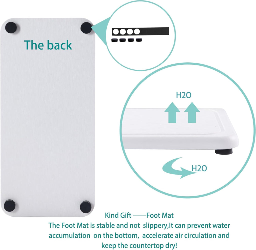 2 Pcs Water Absorbing Stone Trays, Kitchen/Bathroom Sink Soap Dish, Diatomite Tray Used for Hand Soap & Cosmetic Bottles in The Modern Home, 4" W x 8.3" L, White