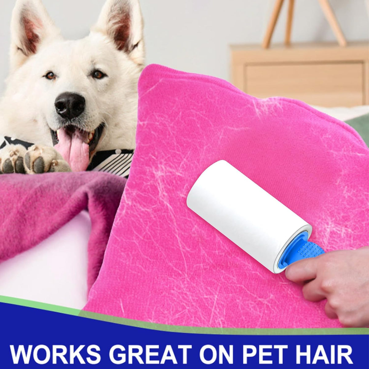Sticky Lint Roller for Pet Hair: Lint Remover for Dog Cat Hair Mega Value Set 540 Sheets 2 Handles+6 Rollers Fur Removal for Clothes Couch Furniture