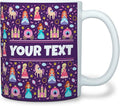 Personalized Mug for Kids - Princesses - Custom Name/Text, Ceramic Hot Chocolate/Cocoa/Coffee Cup for Girls, Birthday/Christmas/Holiday Gift - 11 oz, White Handle