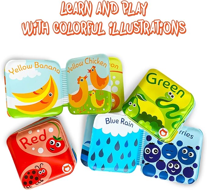 BabyBibi Floating Baby Bath Books for Baby. Kids Learning Bath Toys. Waterproof Bathtime Toys for Toddlers. Kids Educational Infant Bath Toys. (Set of 4: Color Recognition Bath Books)