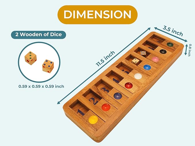 BSIRI Shut The Box Board Games with Math Kids Player Wooden Box of Brain Teaser Puzzles for Family Educational and Get Fun on Game to Teach Kids to Count on Math