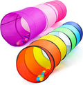 Kids Play Tunnel Tent for Toddler, 2 Pack 6-ft Pop Up Crawl Tunnel Toy for Baby Children or Dog Cat, Collapsible Gift for Boy and Girl Play Tunnel Indoor Outdoor Game (Rainbow Tunnel+Pink Tunnel)