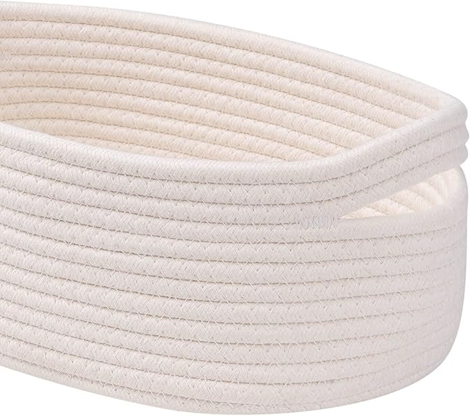 Baskets&Bins for Shelf Storage Organizing/Cute Basket to Store and Organize Household Items/Woven Rope Basket for Living Room, Bedroom,Playroom,3 Packs Off White