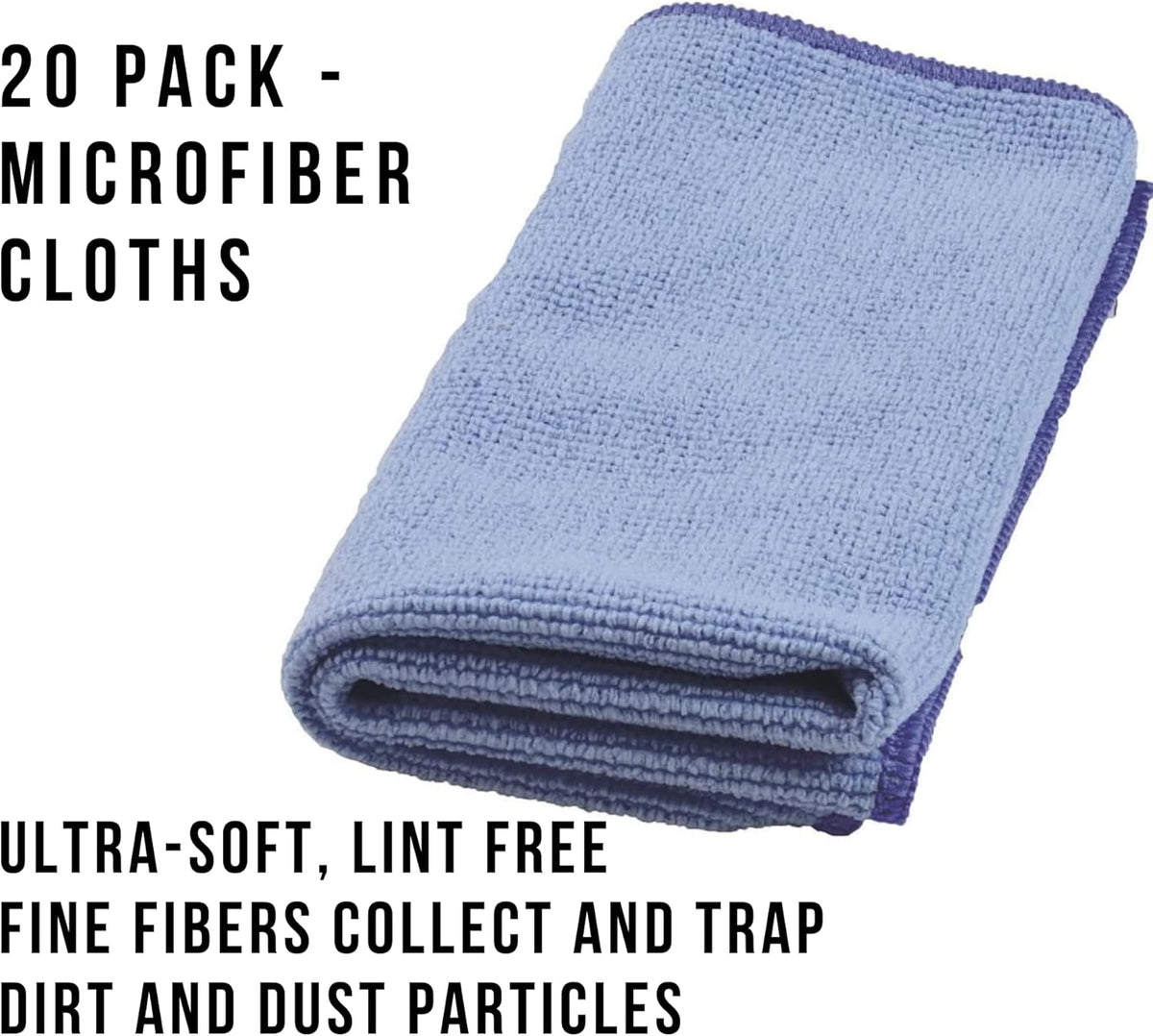 TASKI Diversey D7524116 MyMicro Commercial Microfiber Cleaning Cloth, Reusable & Lint Free - Large 14 Inch x 14 Inch, Blue, (Pack of 20)