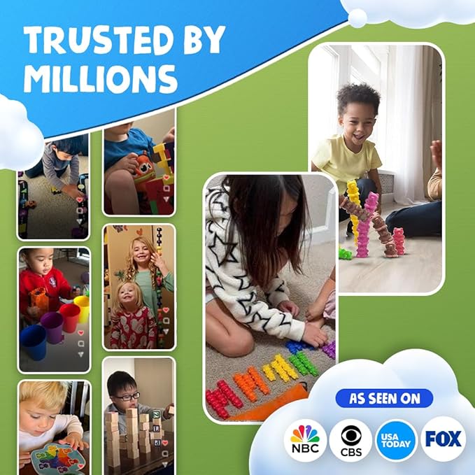 Skoolzy Rainbow Color Stacking Bears Toy_Building_Block 100 pcs Set, Color Matching Toys Sorting Games for Toddler, Preschool, Kindergarten, First Grade