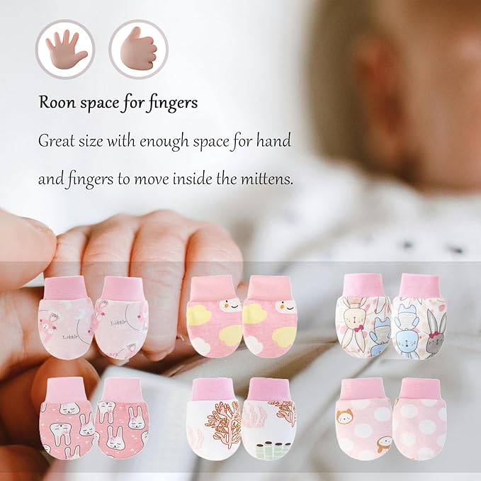 Baby Mittens No Scratch Mittens Infant Soft Gloves Mittens for 0-6 Months Boys Girls