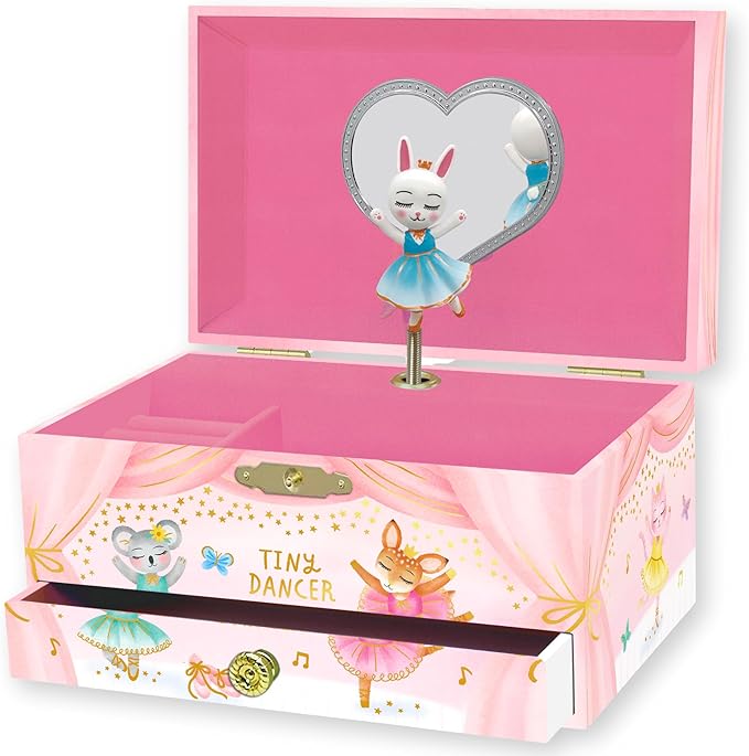 Musical Ballerina Kids Jewelry Box - Girls Jewelry Box with Mirror, Ballerina Gifts for Little Girls, Unicorn Toys for Girls Age 4-6